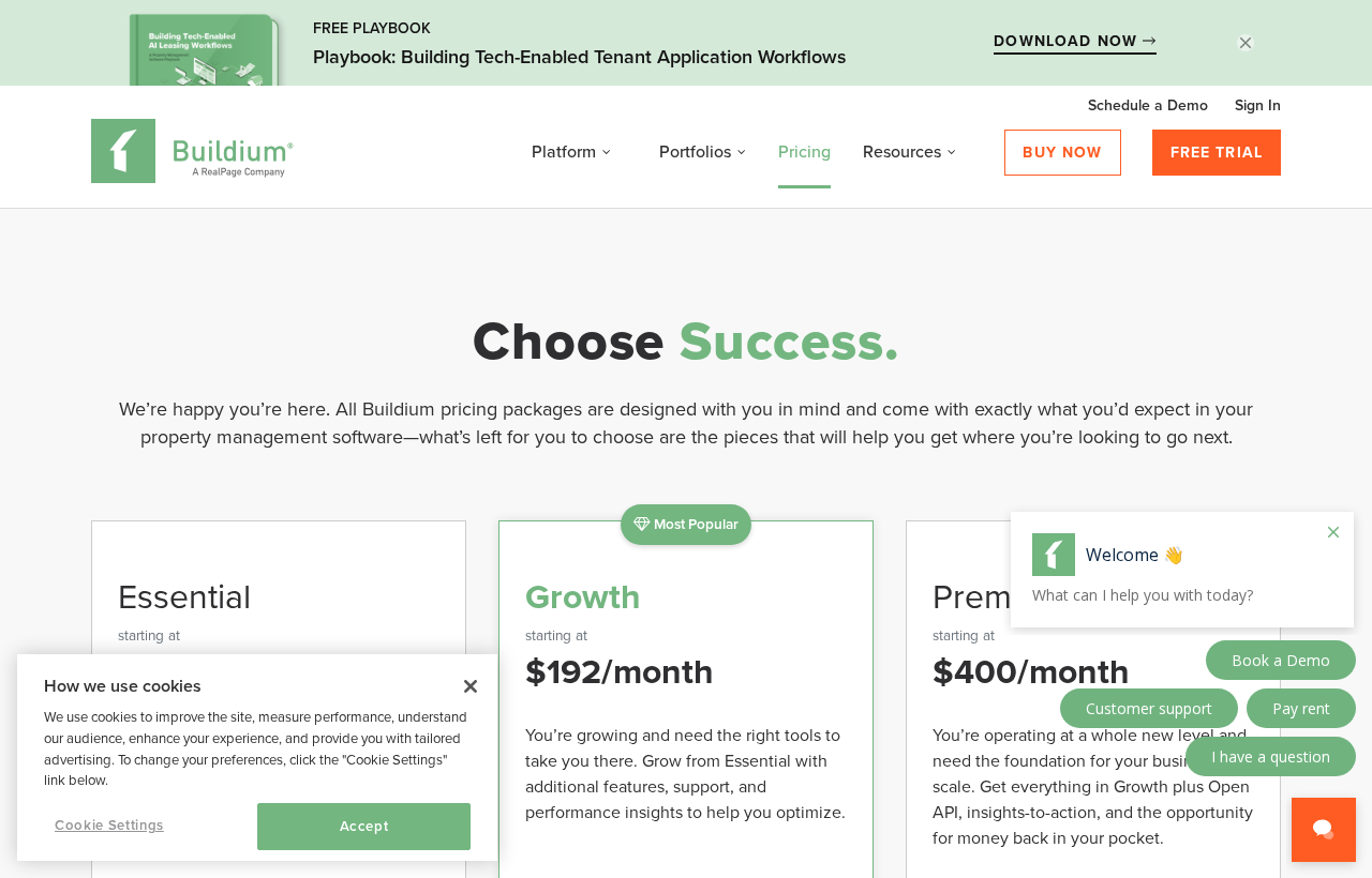 Buildium pricing page, captured August 26, 2026